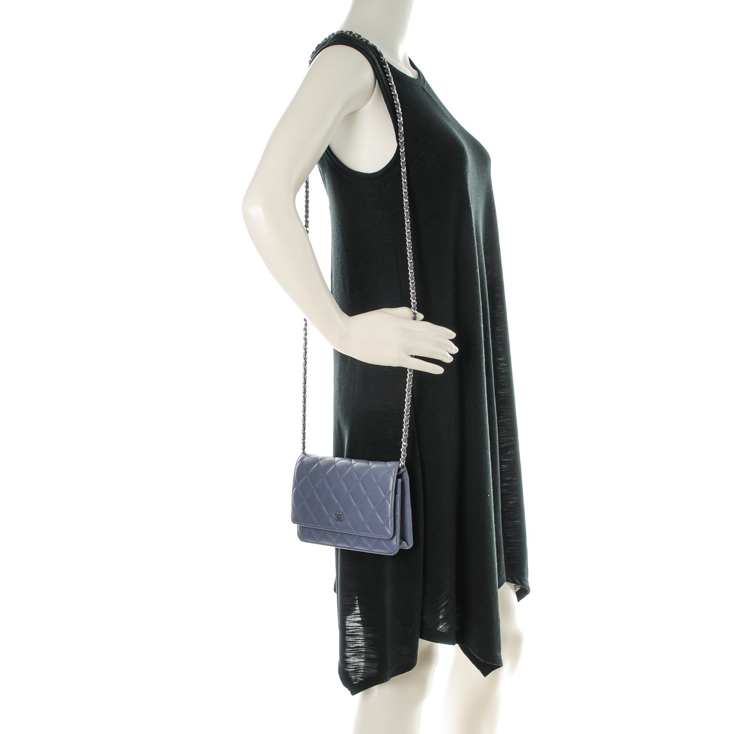 Lambskin Quilted Wallet On Chain WOC Purple