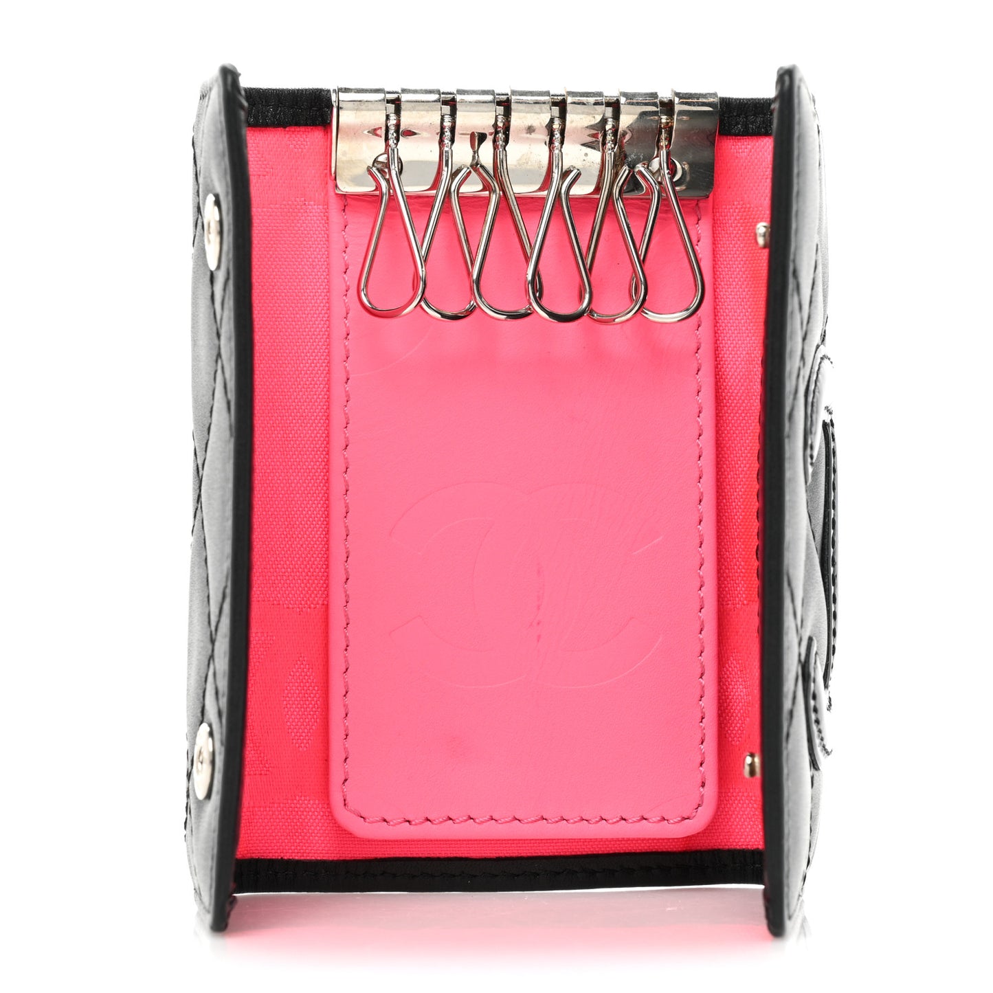 Calfskin Quilted Cambon 6 Key Holder Black