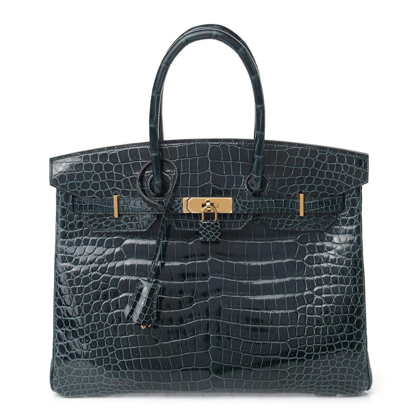 Shiny Porosus Crocodile Birkin 35 Vert Rousseau