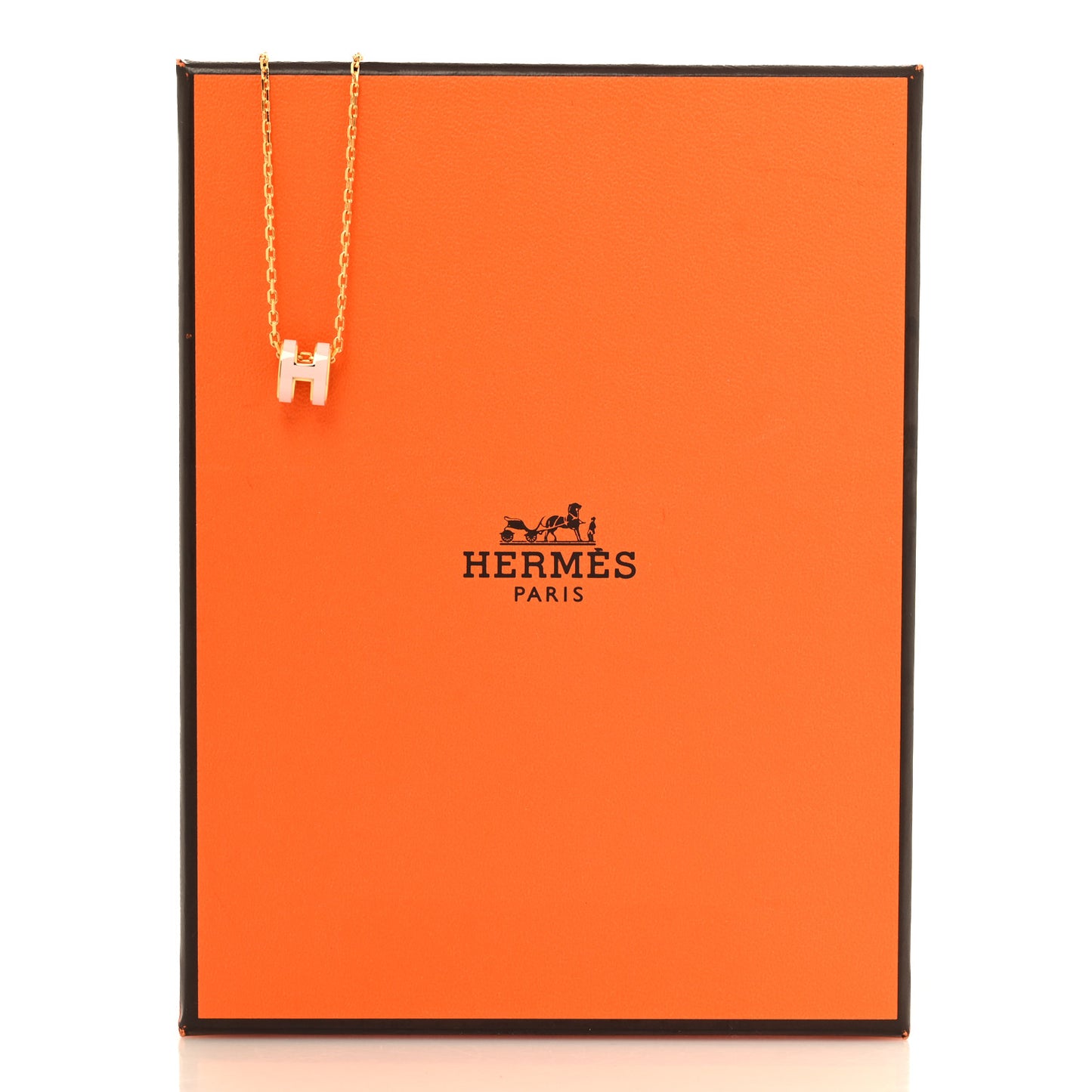 Lacquered Gold Mini Pop H Pendant Necklace Rose Dragee