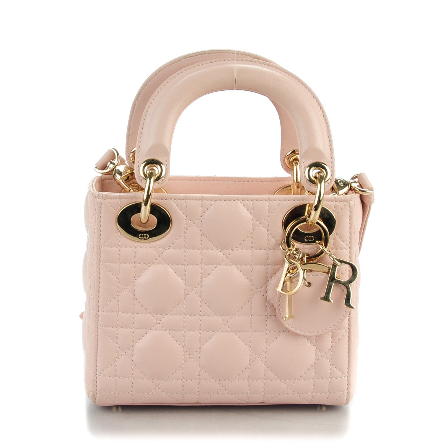 Christian Dior Lambskin Cannage Mini Lady Dior Rose Poudre 1 of 9