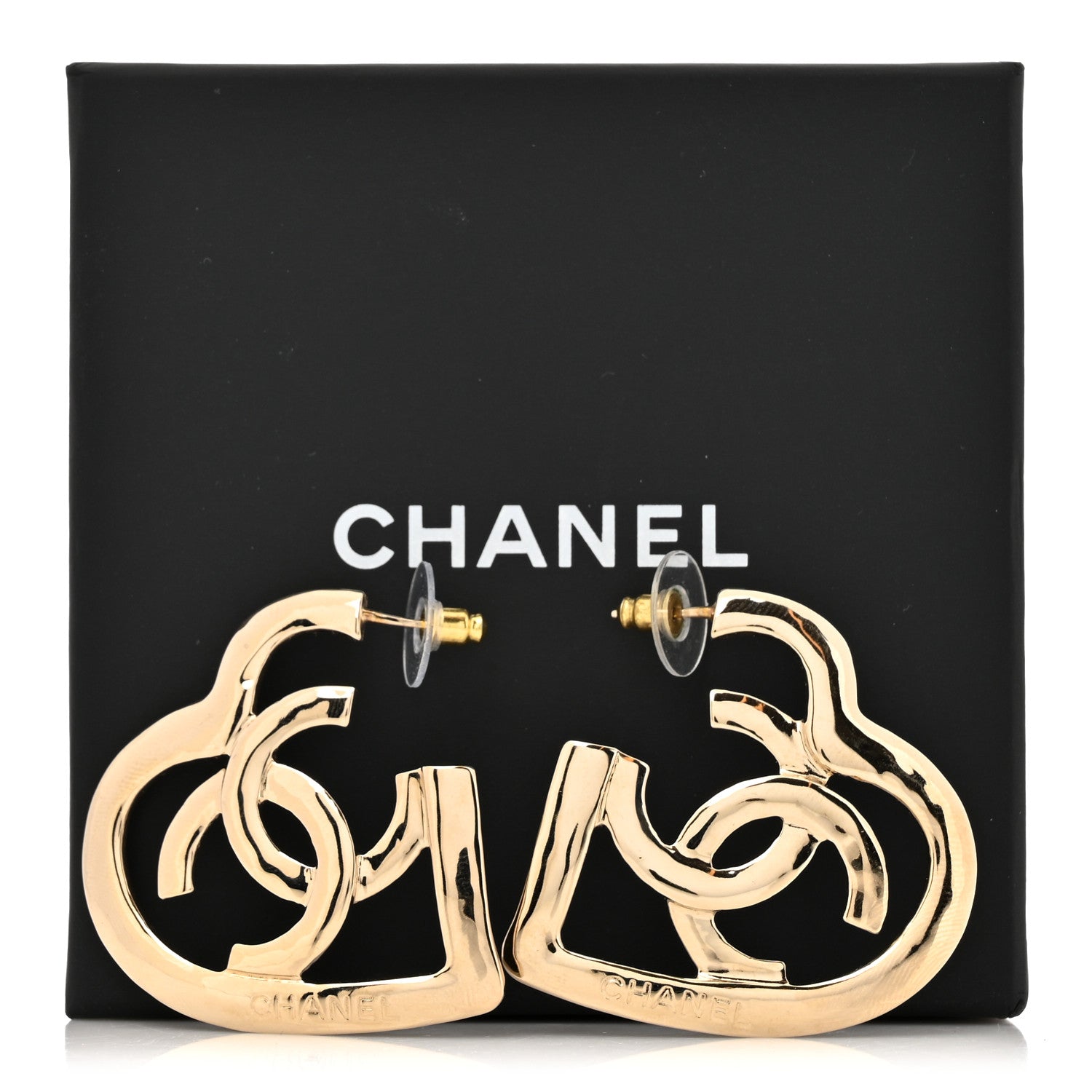 Chanel Metal CC Heart Coco In Love Hoop Earrings Gold 5 of 5