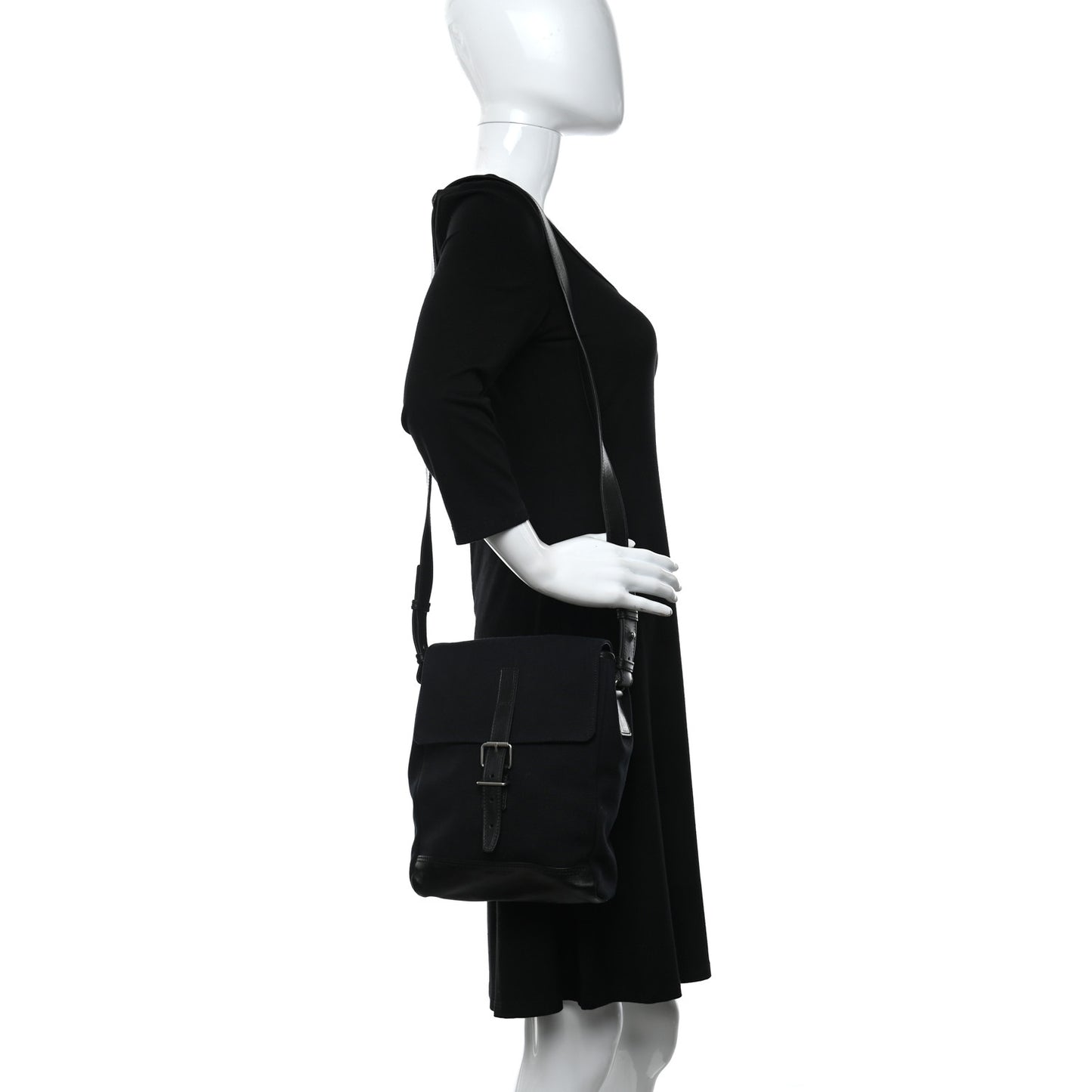 Canvas Mens Messenger Crossbody Flap Black