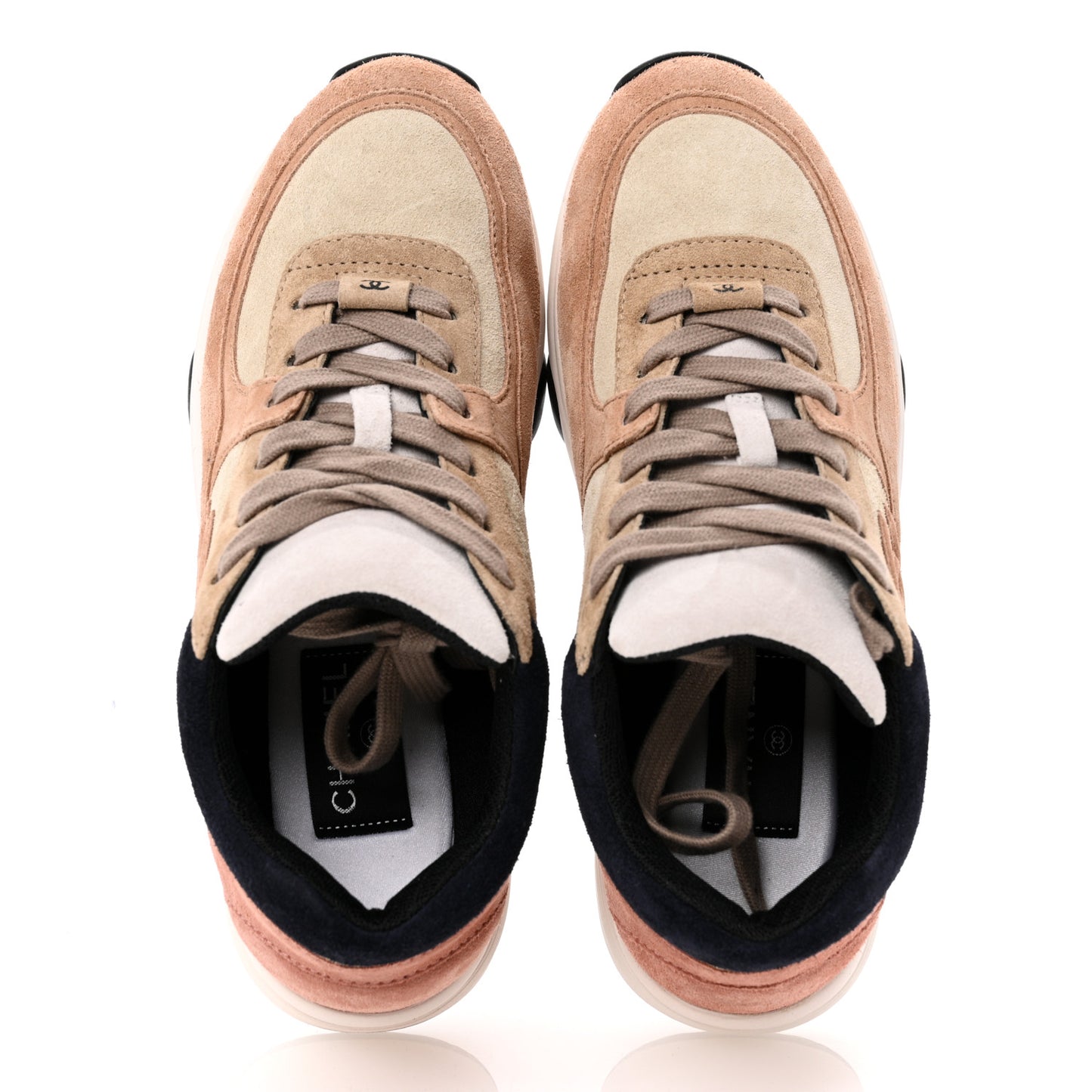 Suede Calfskin CC Sneakers 36.5 Brown Beige