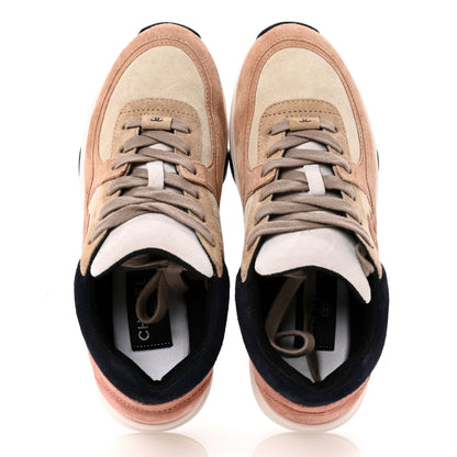 Chanel Suede Calfskin CC Sneakers 36.5 Brown Beige 2 of 10