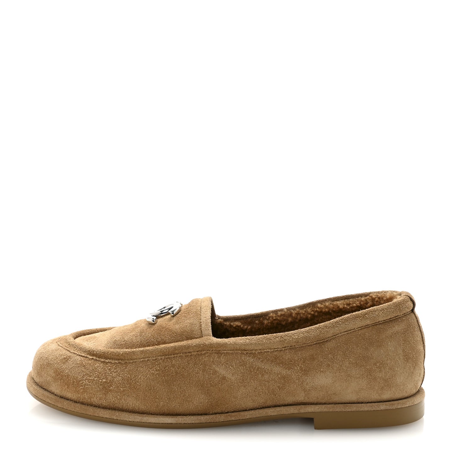 Suede Calfskin CC Loafers 37.5 Dark Beige