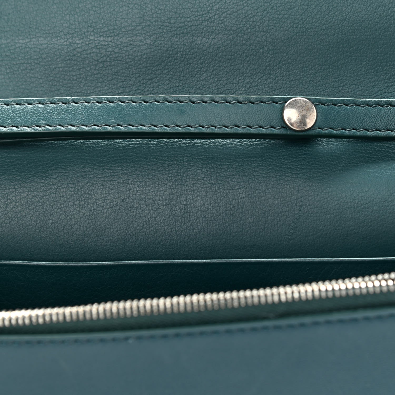 Celine Smooth Lambskin Frame Evening Chain Clutch Mineral Dark Green 13 of 19