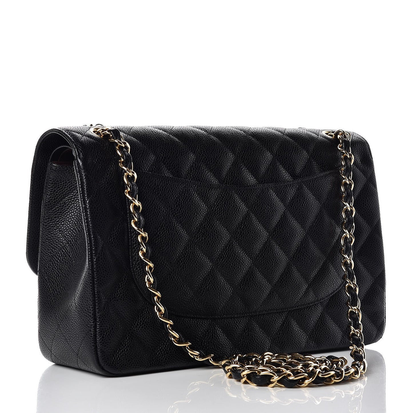 Caviar Quilted Jumbo Double Flap Black