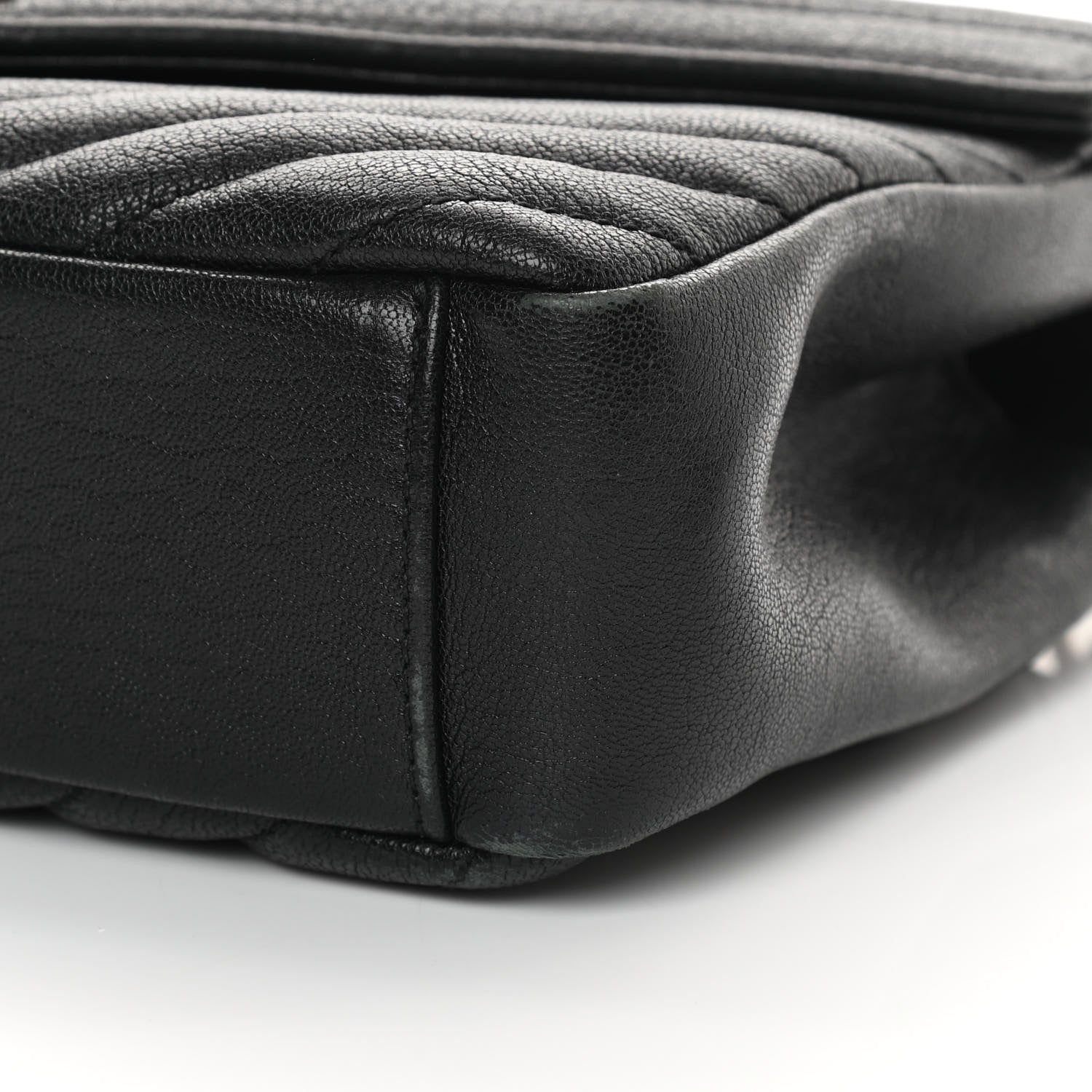 Saint Laurent Sheepskin Matelasse Chevron Monogram Medium College Bag Black 10 of 14