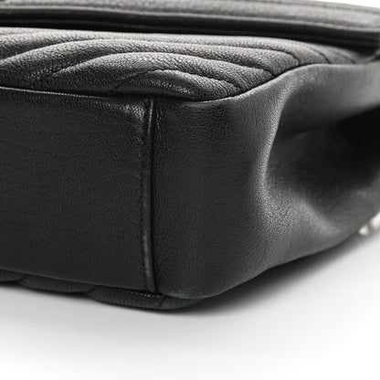 Saint Laurent Sheepskin Matelasse Chevron Monogram Medium College Bag Black 10 of 14