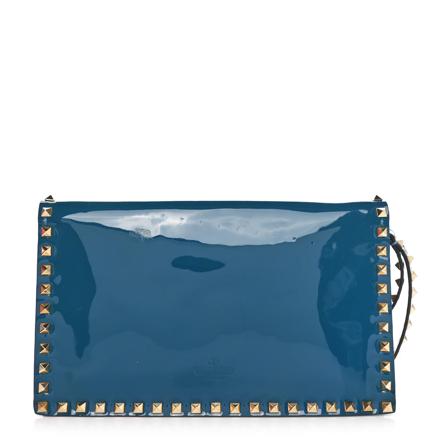 Valentino Garavani Patent Rockstud Wristlet Clutch Blue 1 of 13