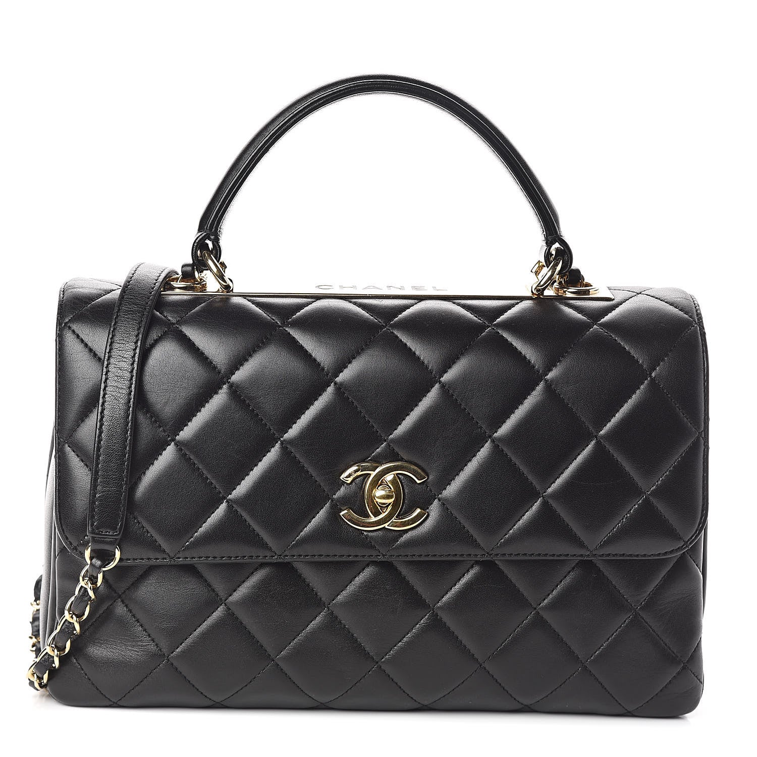 Chanel Lambskin Quilted Medium Trendy CC Flap Dual Handle Bag Black 1 of 10