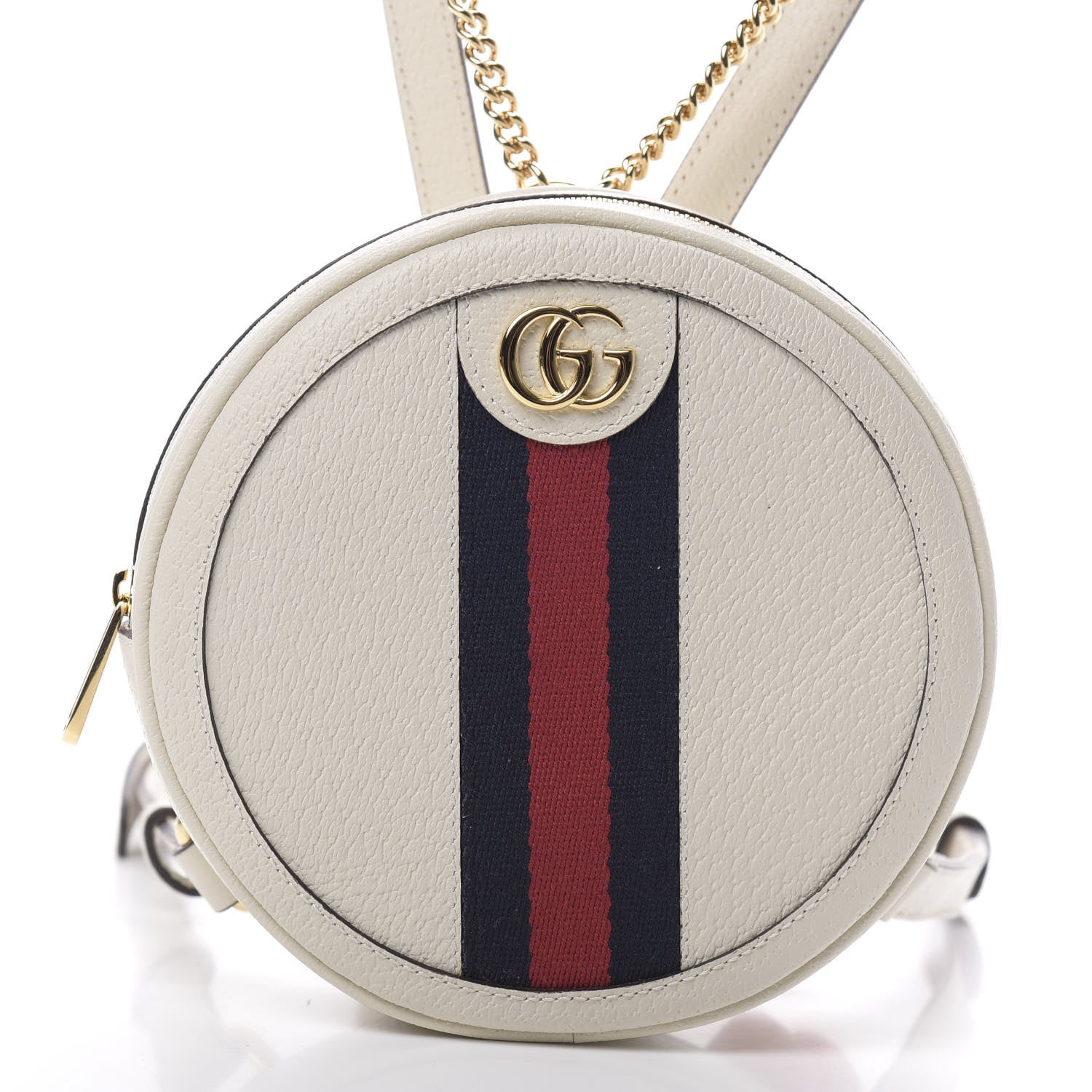 Gucci Textured Calfskin Web Mini Ophidia Round Backpack Mystic White 7 of 10