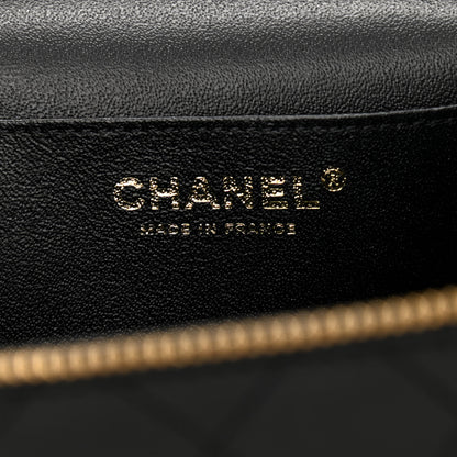 Chanel Lambskin Flat Quilted Knock On Wood Large Vanity Case Black 6 of 12