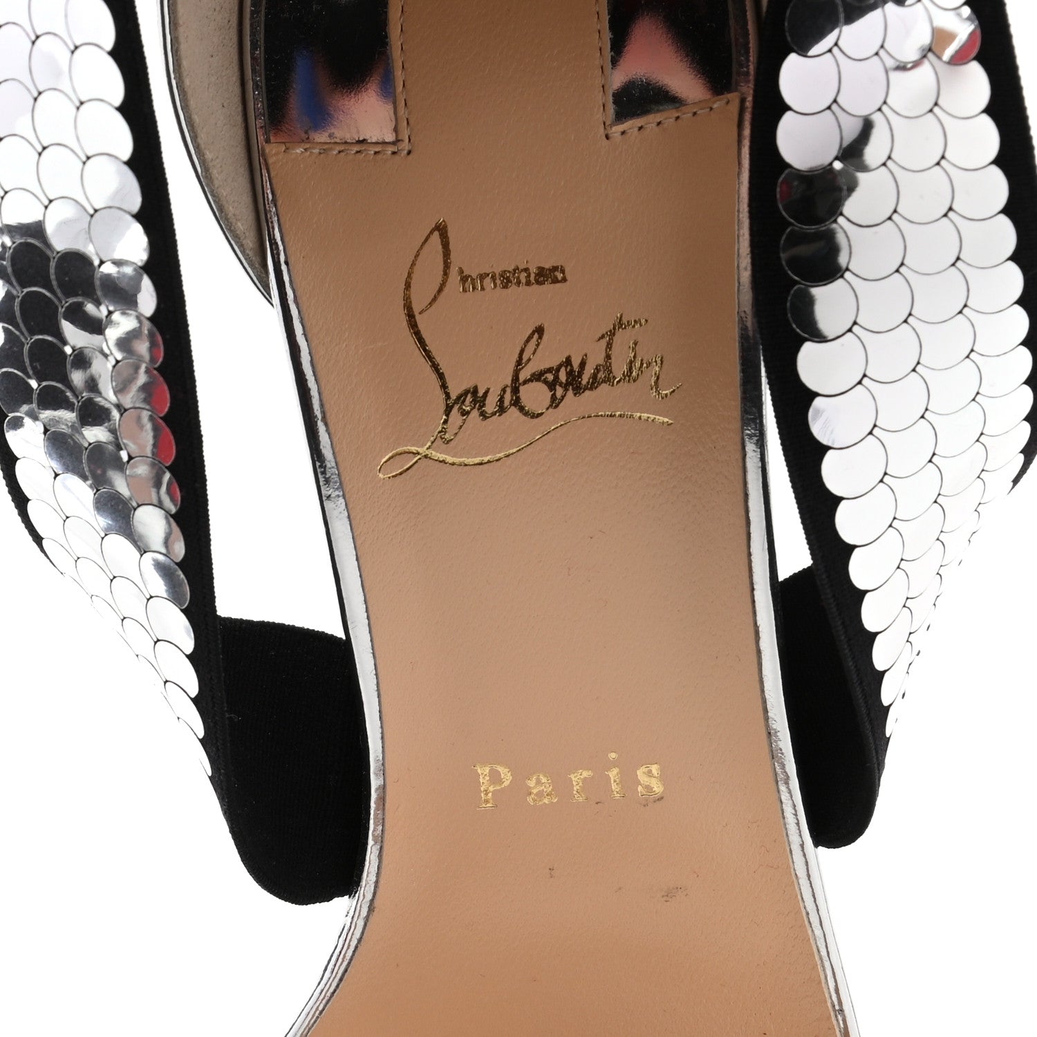 Christian Louboutin Sequin Xili 100 Disco Ball Sandal Pumps 39 Silver 7 of 9