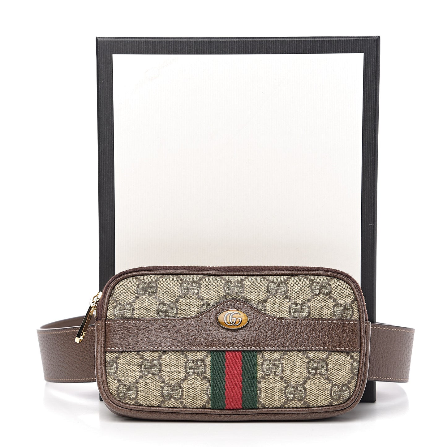 GG Supreme Monogram Ophidia Belted iPhone Case 85 34 Dark Brown