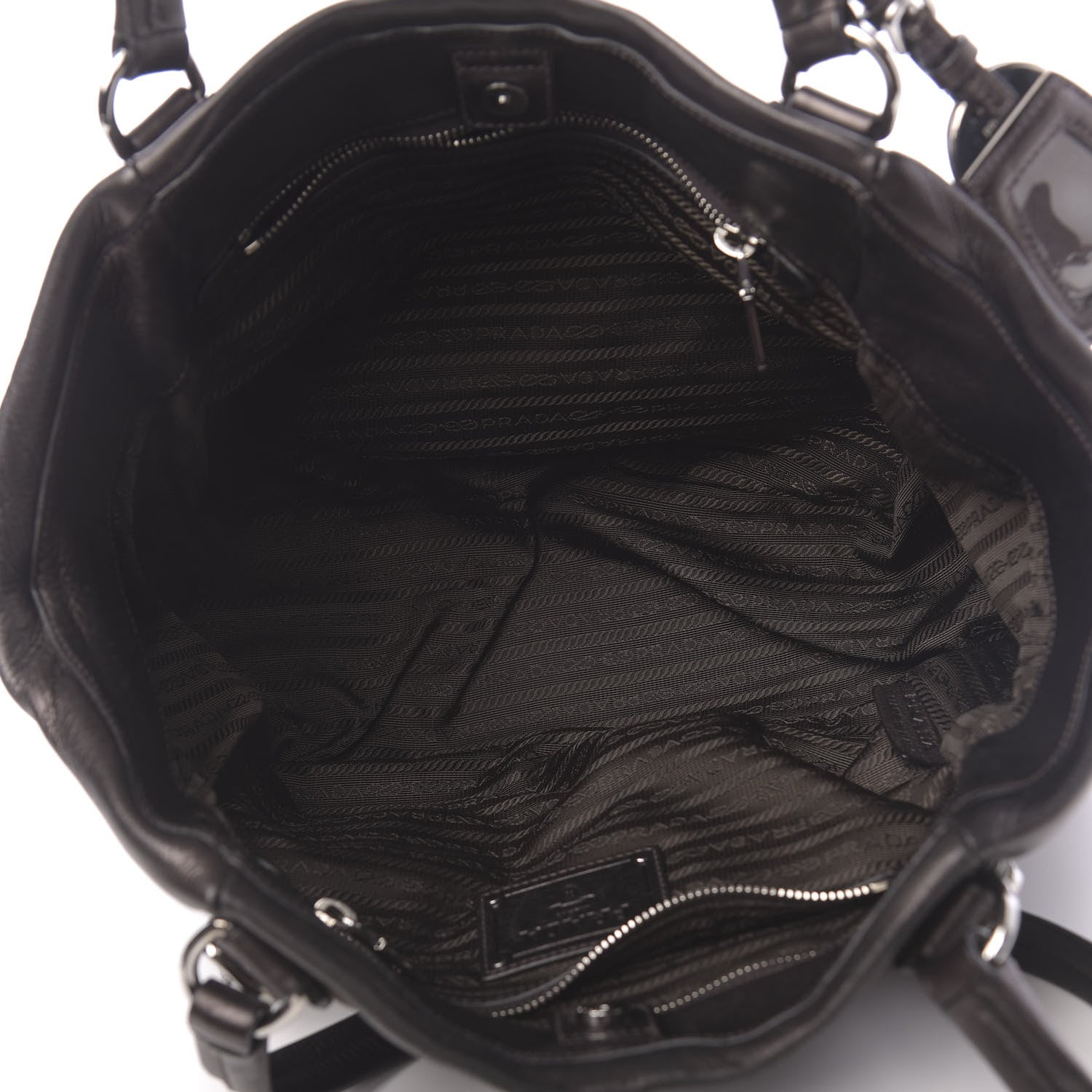 Prada Tessuto Nylon Nappa Zip Around Shopping Bag Moro Mordore 5 of 11