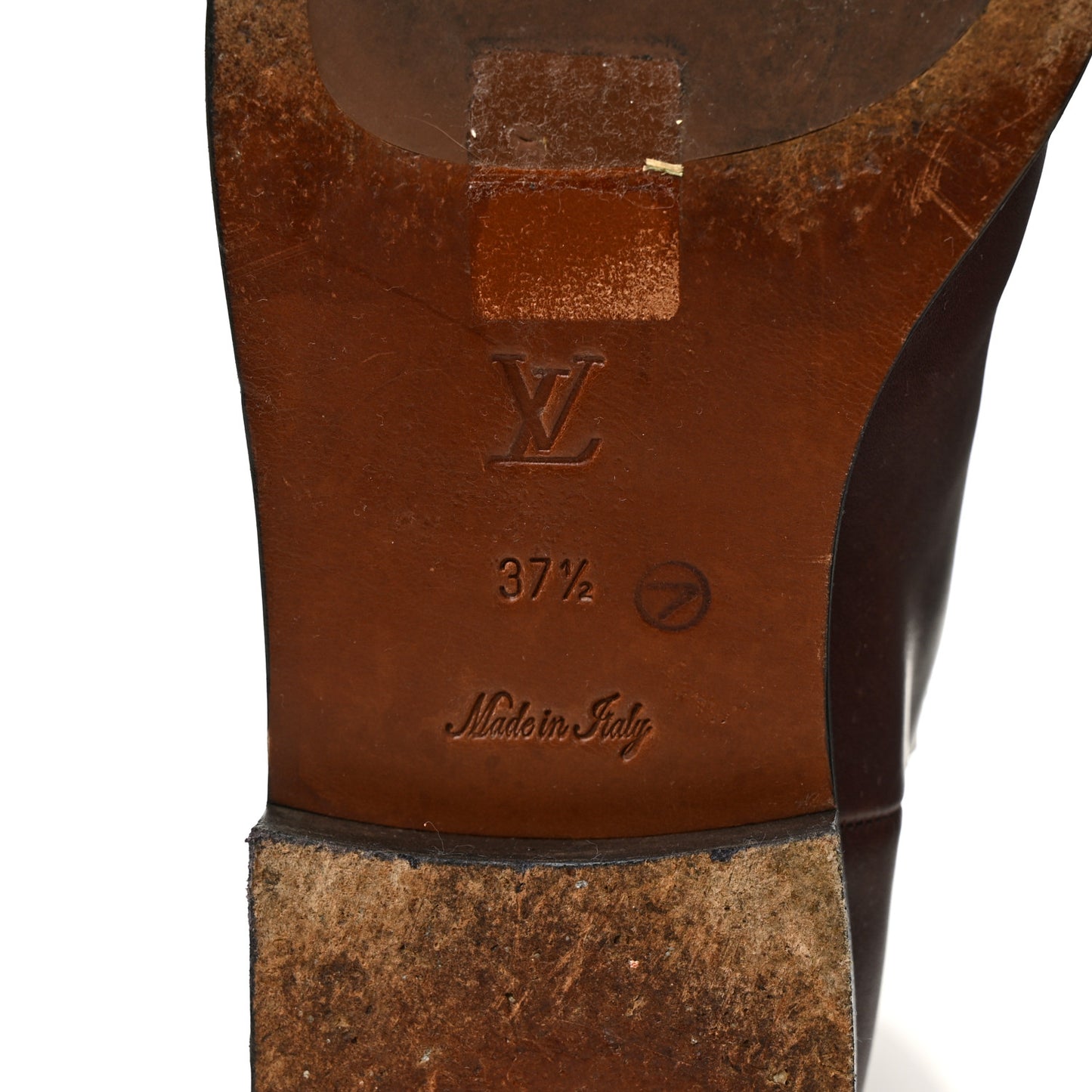 Calfskin Heritage Flat High Boots 37.5 Brown