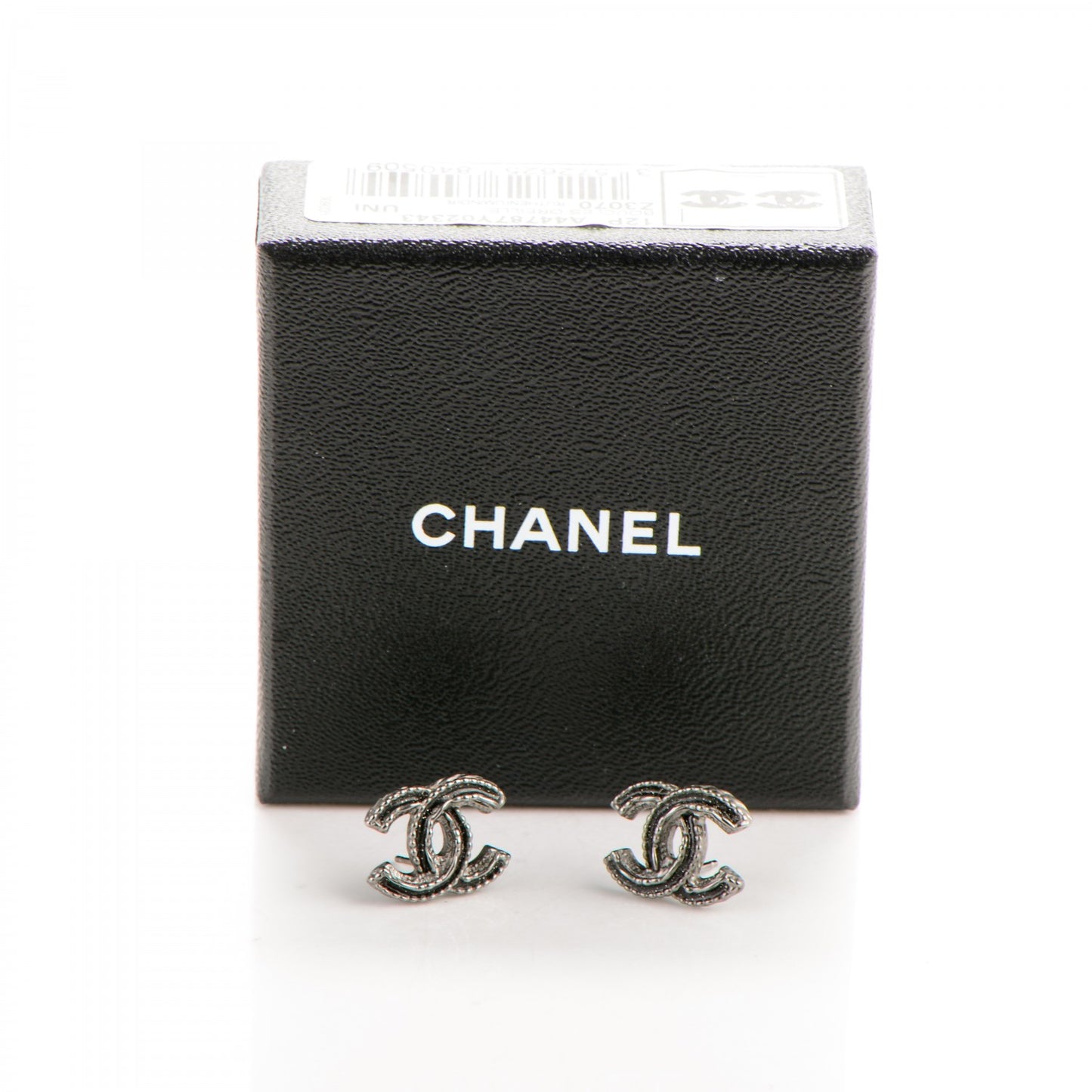 Ruthenium Enamel CC Earrings Black