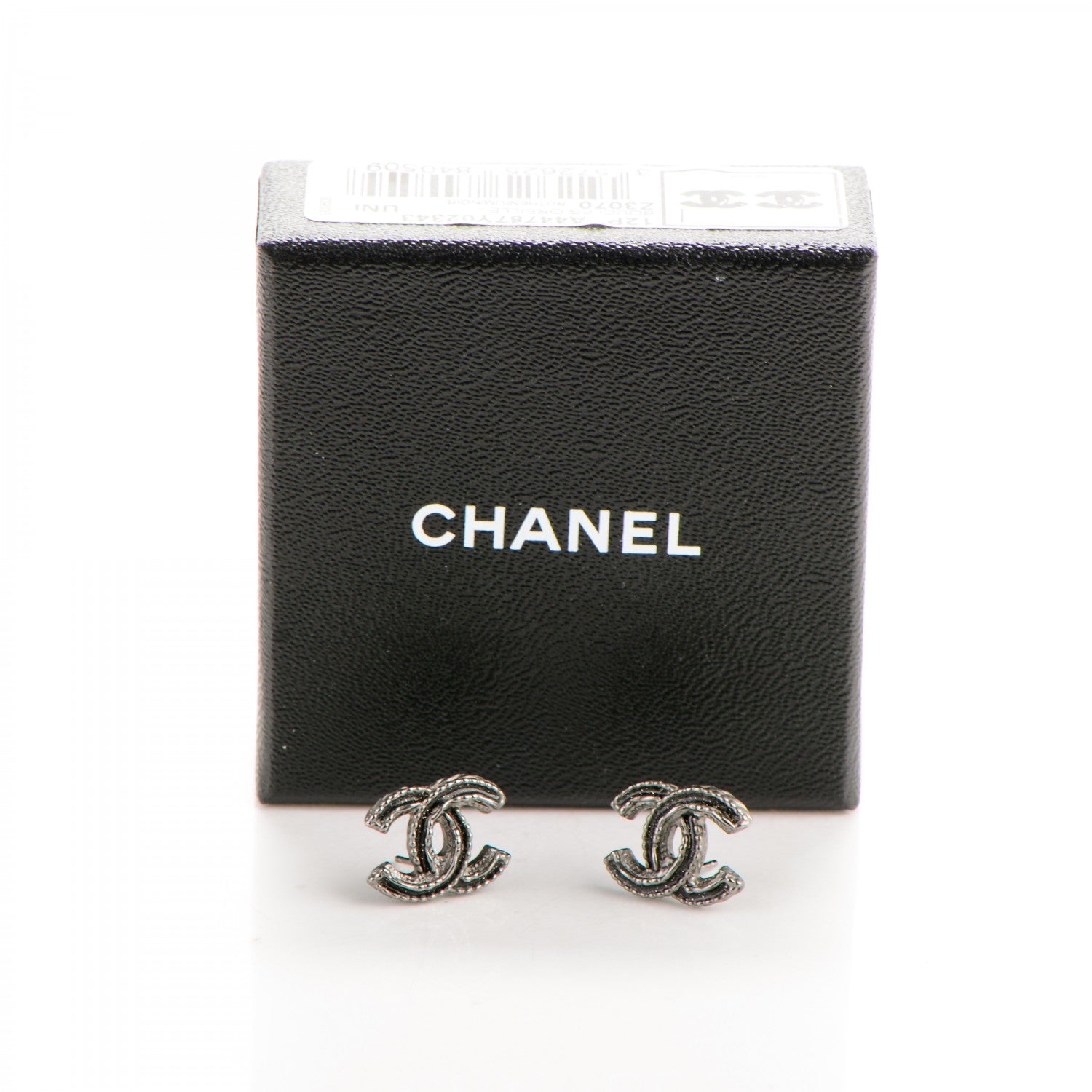 Chanel Ruthenium Enamel CC Earrings Black 5 of 5
