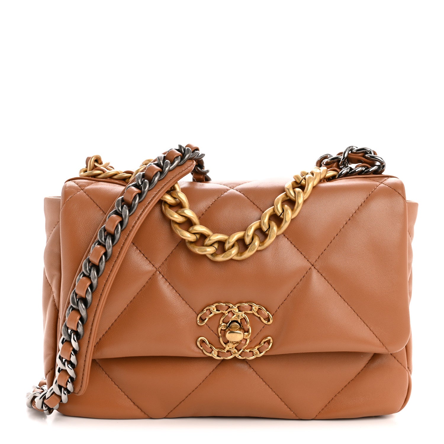 Chanel Lambskin Quilted Medium Chanel 19 Flap Brown 1 of 11