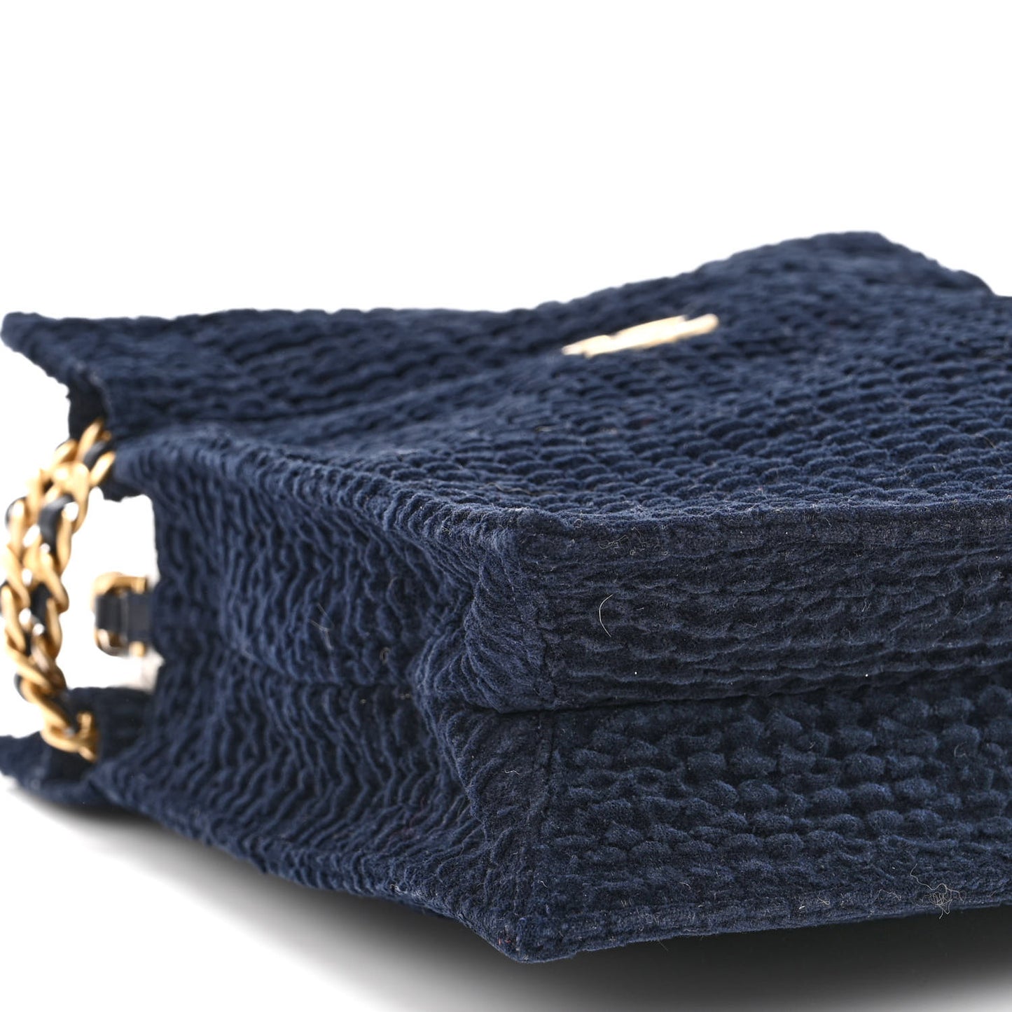Cotton Tweed Shopping Bag Navy