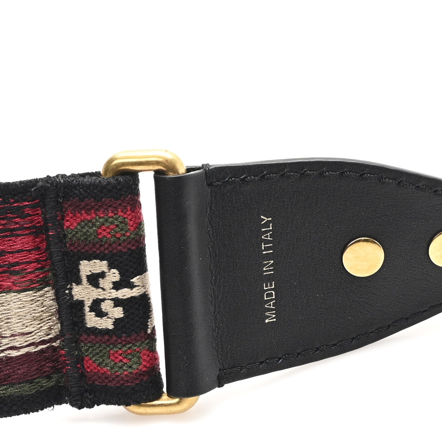 Christian Dior Canvas Embroidered Studded Bohemian Shoulder Strap Red 3 of 3