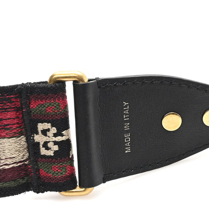 Christian Dior Canvas Embroidered Studded Bohemian Shoulder Strap Red 3 of 3