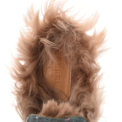 Gucci Velvet GG Monogram Fur Womens Princetown Slippers 37.5 Avio Dusty Pink 7 of 8
