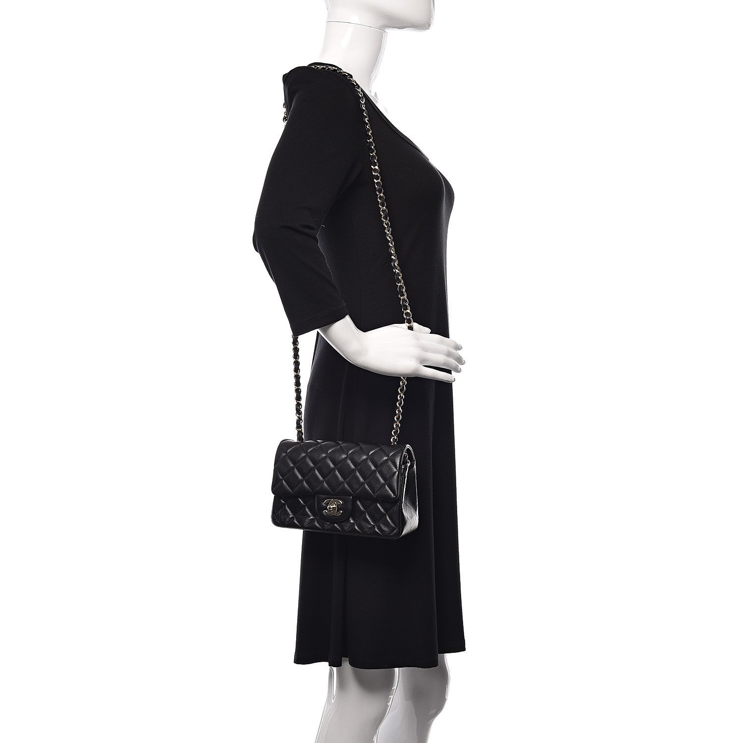 Chanel Lambskin Quilted Mini Rectangular Flap Black 2 of 10