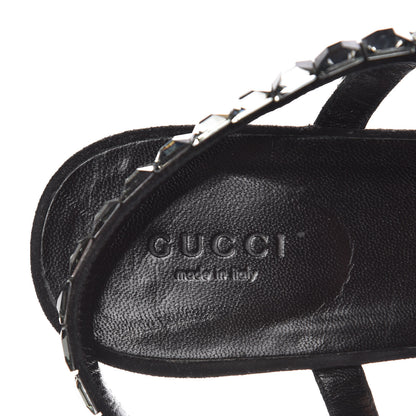 Gucci Suede Crystal Mallory Thong Sandals 37.5 Black 6 of 9