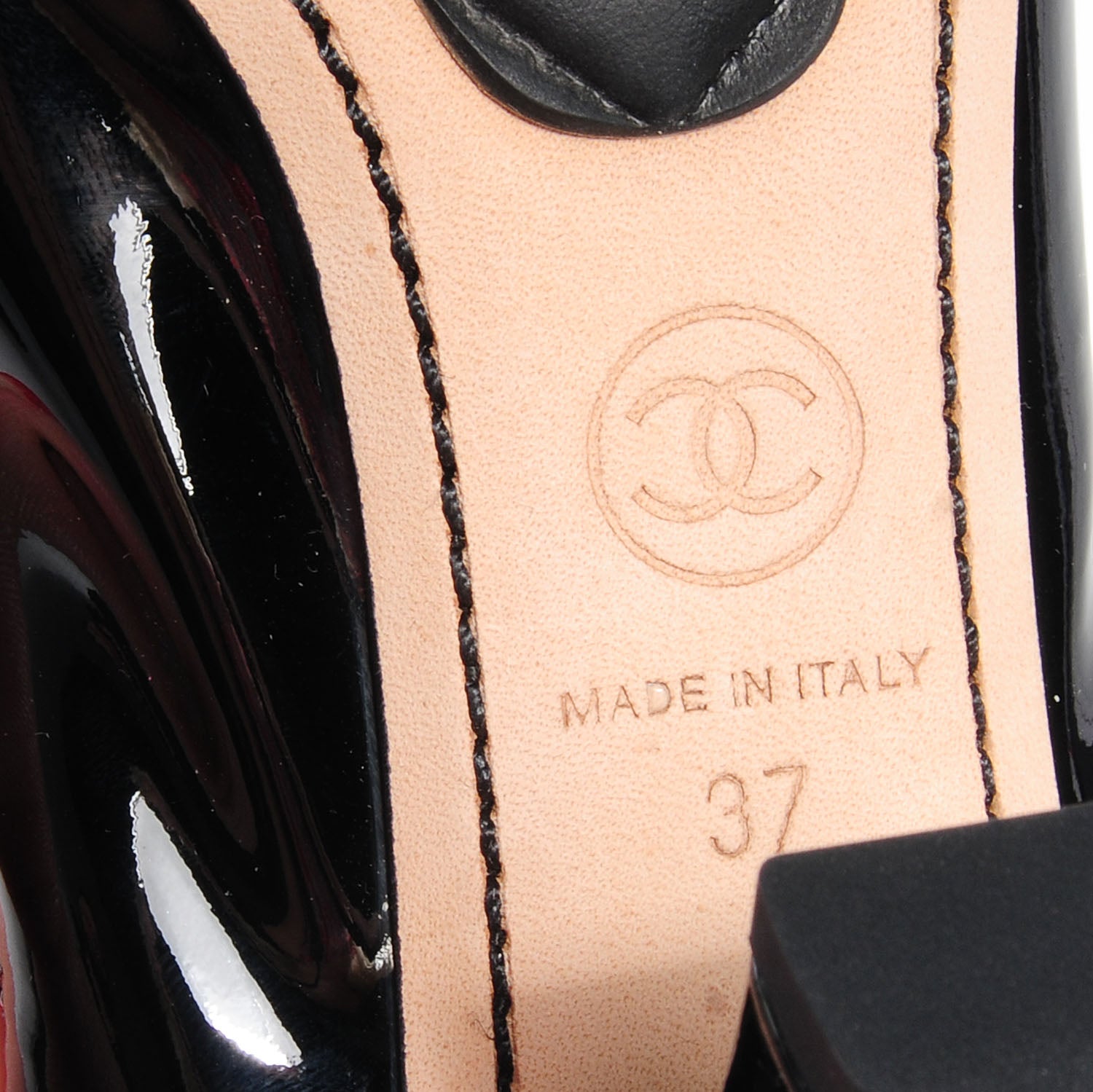 Chanel Patent Elastic Cap Toe Heels 37 Black 6 of 7