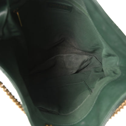 Chanel Calfskin Stitched Large Button Up Hobo Dark Green 5 of 10