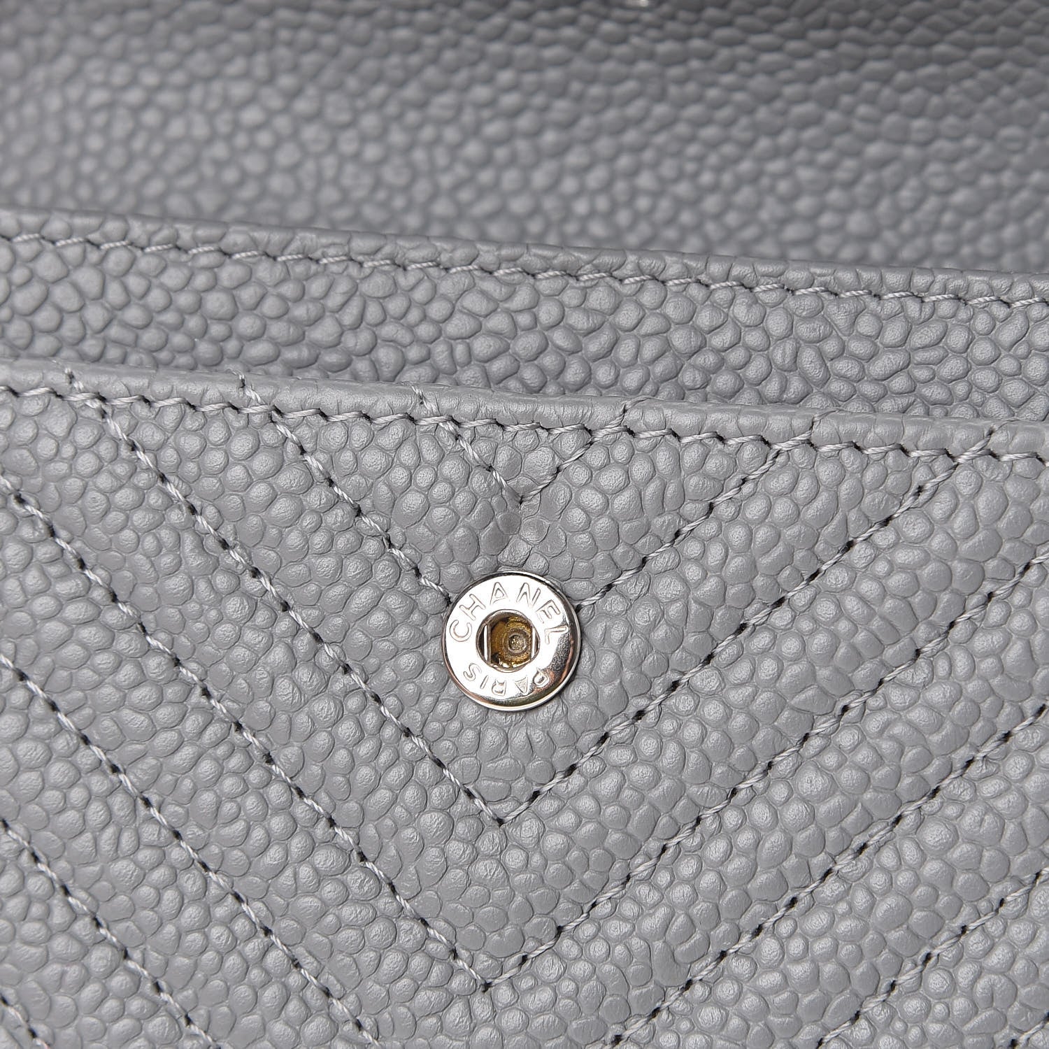 Chanel Caviar Chevron Quilted Boy Flap Card Holder Grey 8 of 13