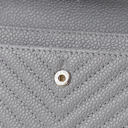 Chanel Caviar Chevron Quilted Boy Flap Card Holder Grey 8 of 13