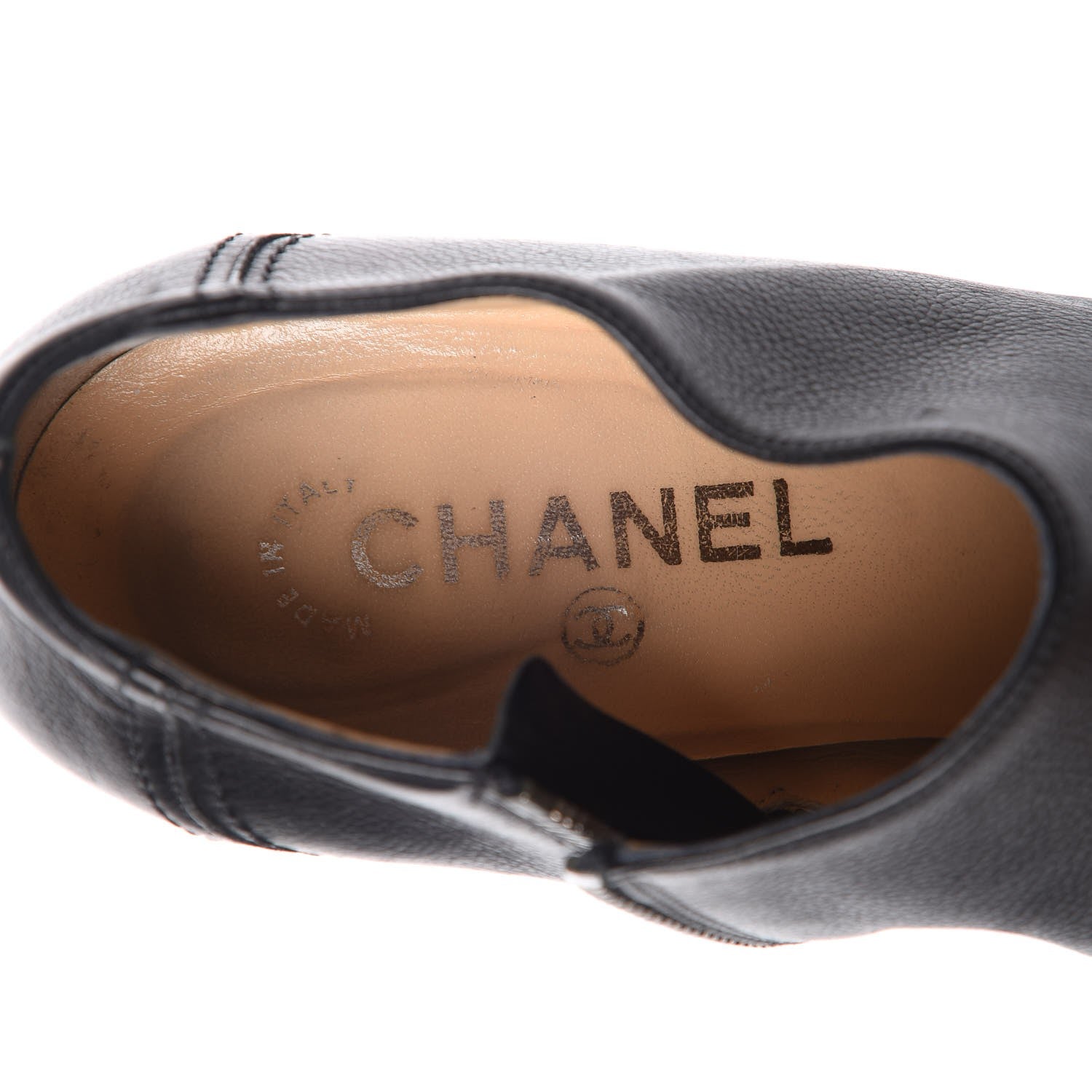 Chanel Calfskin Pointed Toe CC Short Boots 37 Black 8 of 15
