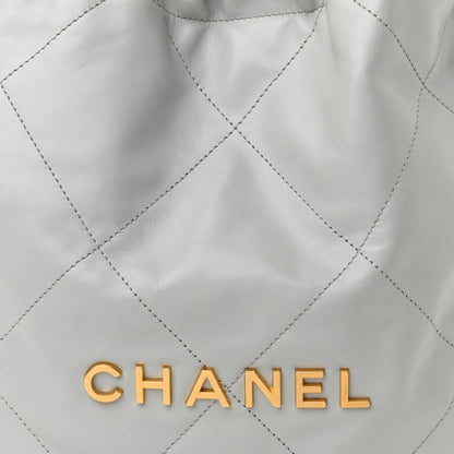 Chanel Shiny Calfskin Quilted Small 22 Light Blue 9 of 12