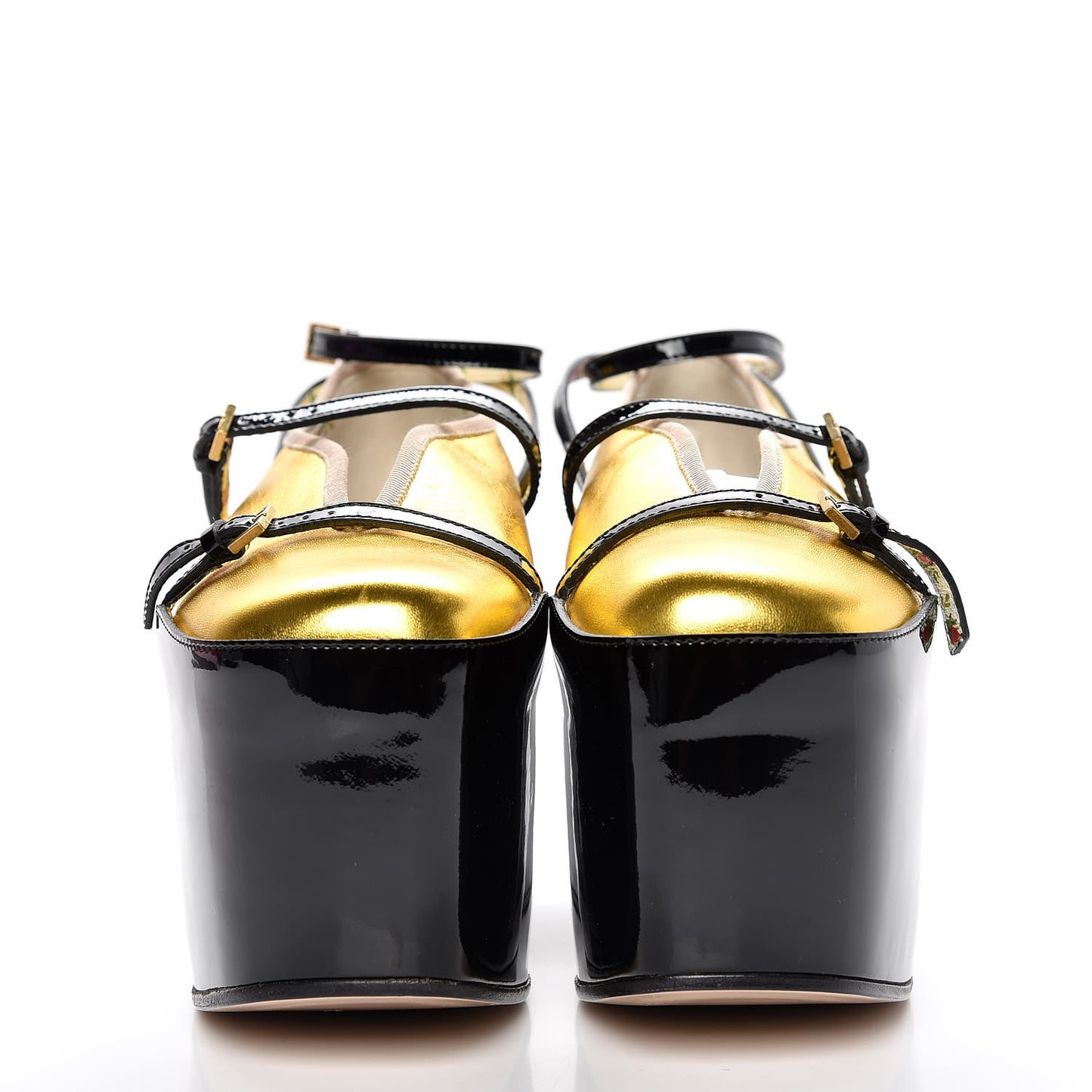 Metallic Nappa Patent Hannelore Detachable Platform Sandals 36 Gold