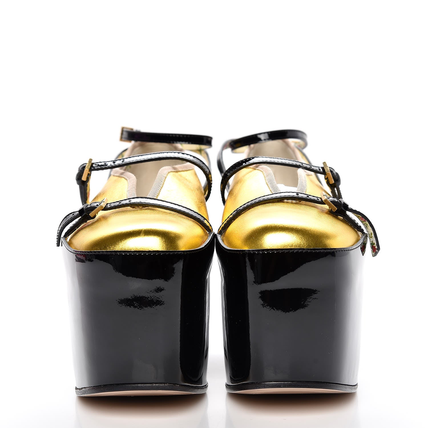 Gucci Metallic Nappa Patent Hannelore Detachable Platform Sandals 36 Gold 2 of 16