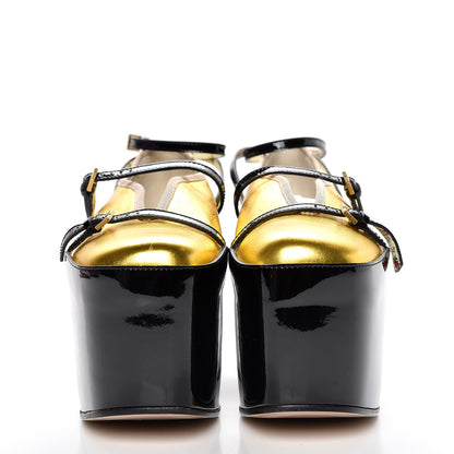 Gucci Metallic Nappa Patent Hannelore Detachable Platform Sandals 36 Gold 2 of 16