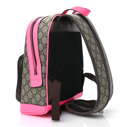 Gucci GG Supreme Monogram Textured Dollar Calfskin Web Small Ophidia Day Backpack Beige Ebony Fluorescent Fuchsia 3 of 10