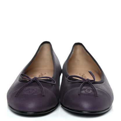 Chanel Lambskin Cap Toe Ballerina Flats 39 Prune 2 of 9