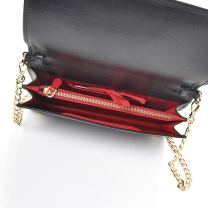 Prada Saffiano Lux Monochrome Chain Wallet Black 5 of 7
