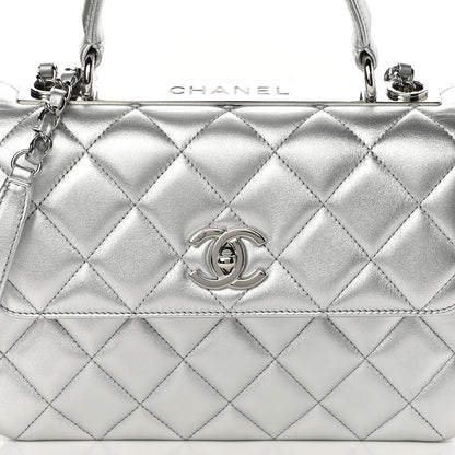 Chanel Metallic Lambskin Quilted Small Trendy CC Flap Dual Handle Bag Silver 8 of 14