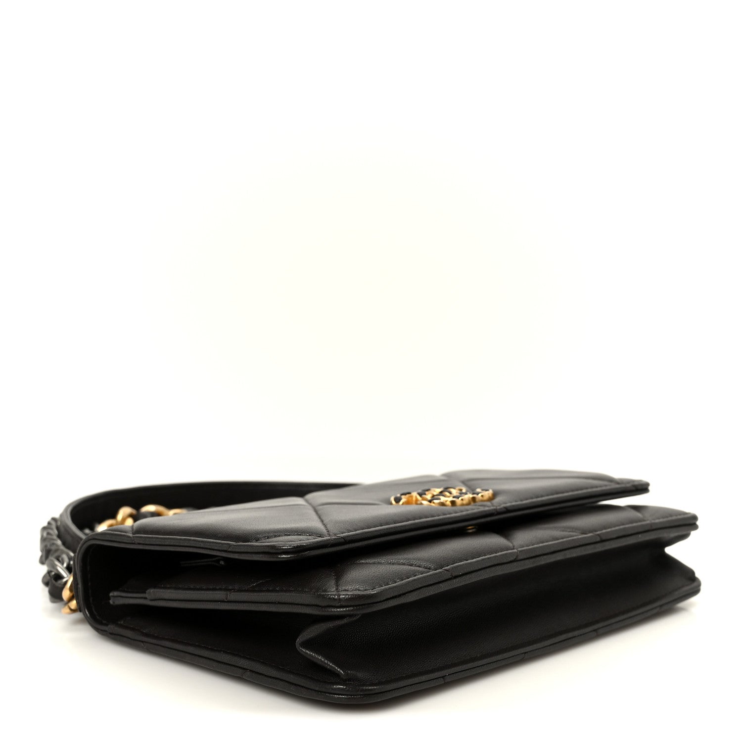 Chanel Lambskin Quilted Chanel 19 Wallet On Chain WOC Dark Brown 4 of 12