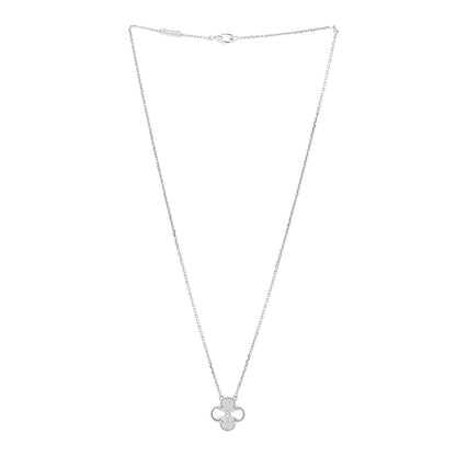 Van Cleef & Arpels 18K White Gold Guilloche Vintage Alhambra Pendant Necklace 3 of 5