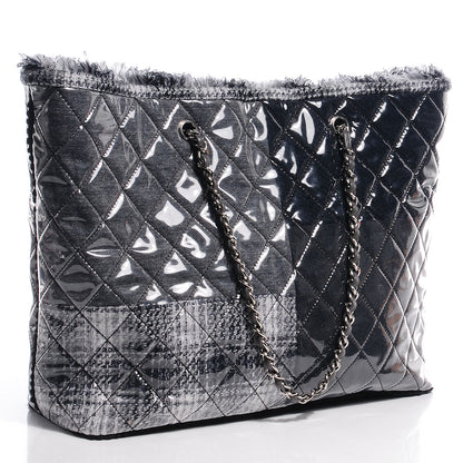 Chanel Vinyl Funny Tweed Patchwork Tote Black 3 of 7