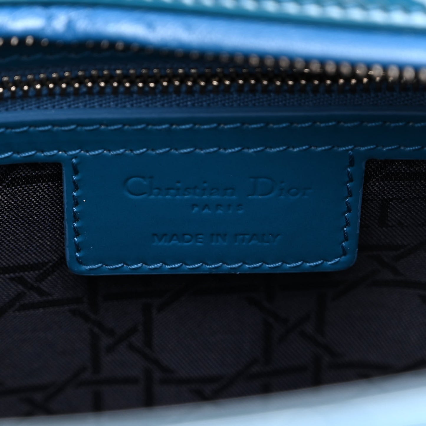 Patent Cannage Large Lady Dior Blue