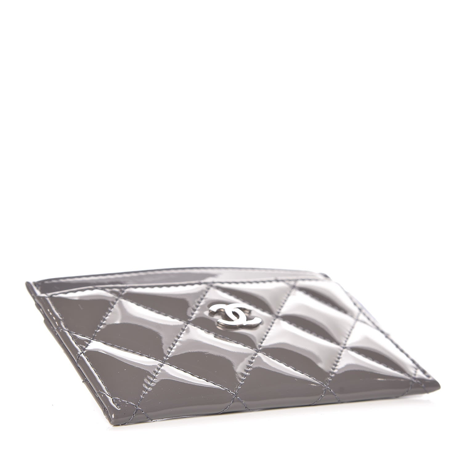 Chanel Patent Calfskin Quilted Card Holder Dark Grey 4 of 8