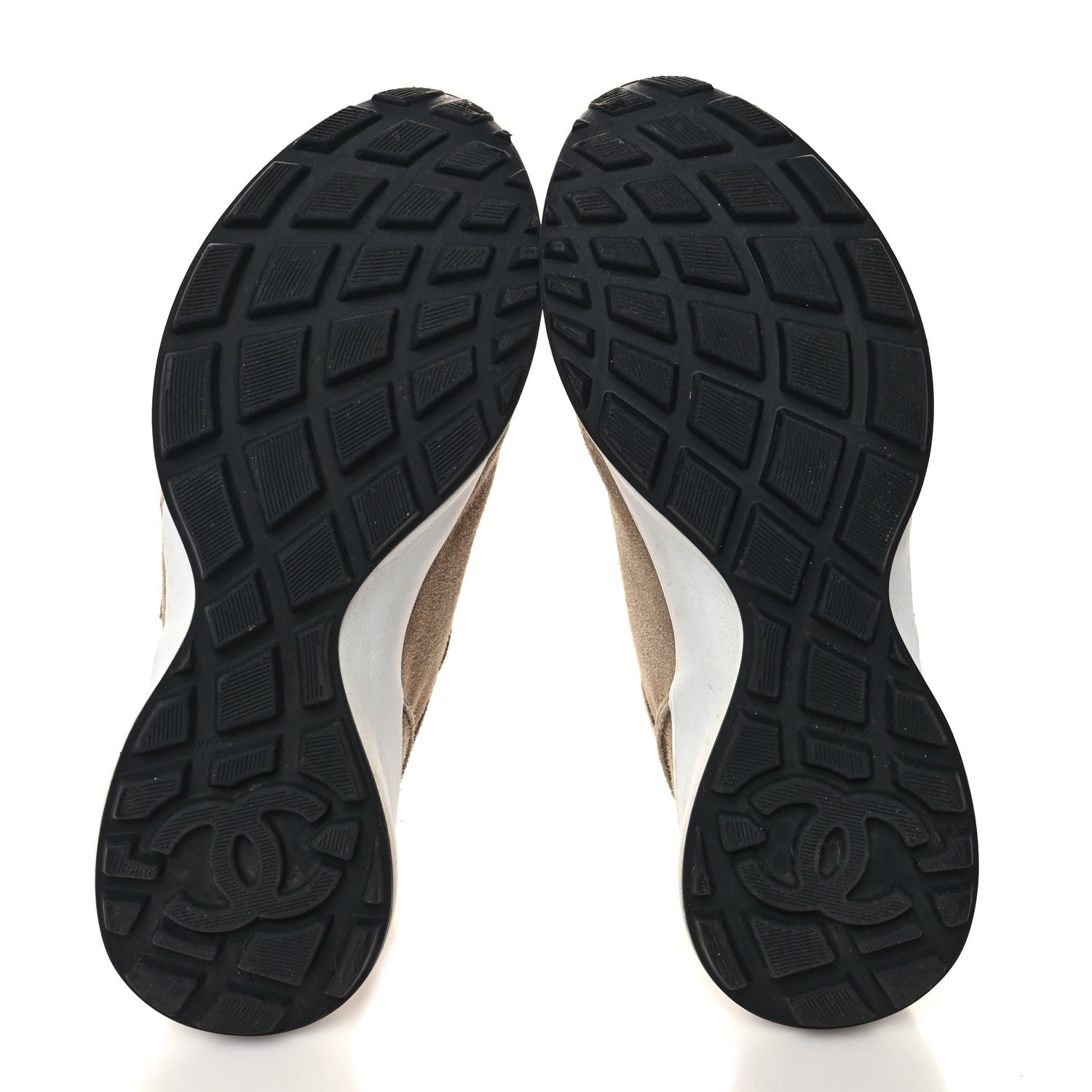 Chanel Suede Goatskin CC Sneakers 37.5 Dark Beige 5 of 10